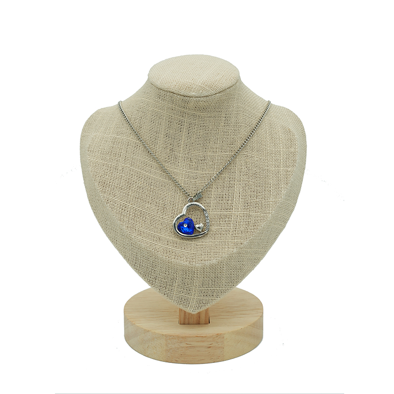 DTS-007 Eco Friendly Wooden Jewelry Display Bust, Necklace Mannequin Holder Stand /Beige