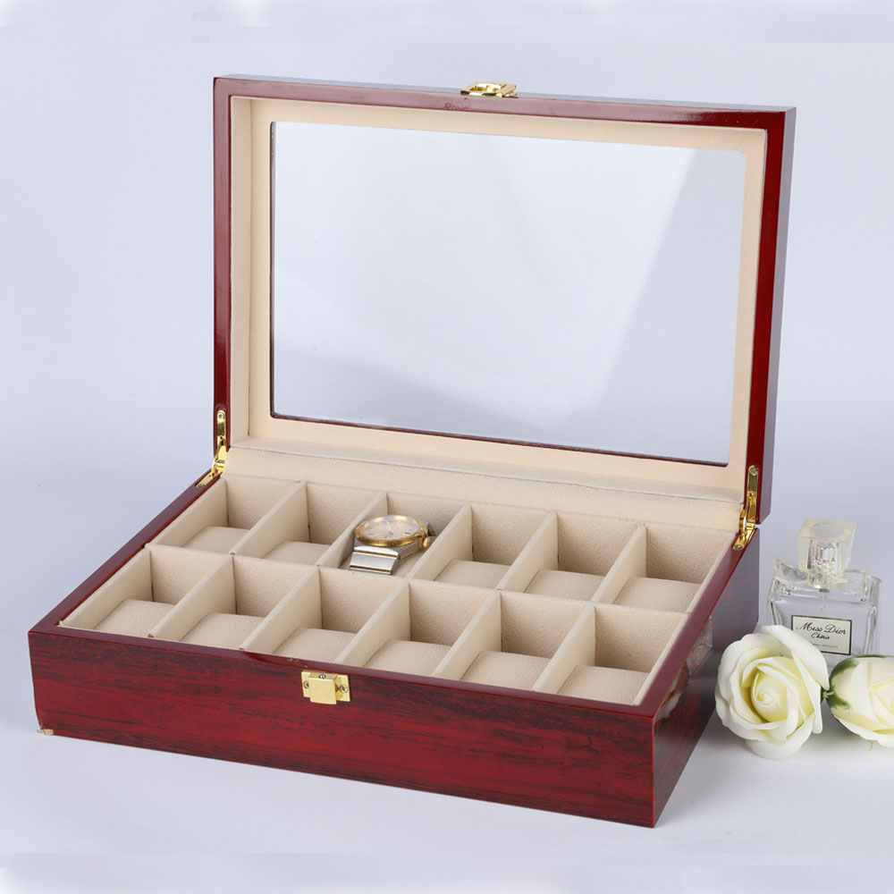 WA-2A  Customizable glossy paint watch collection case with a glass window