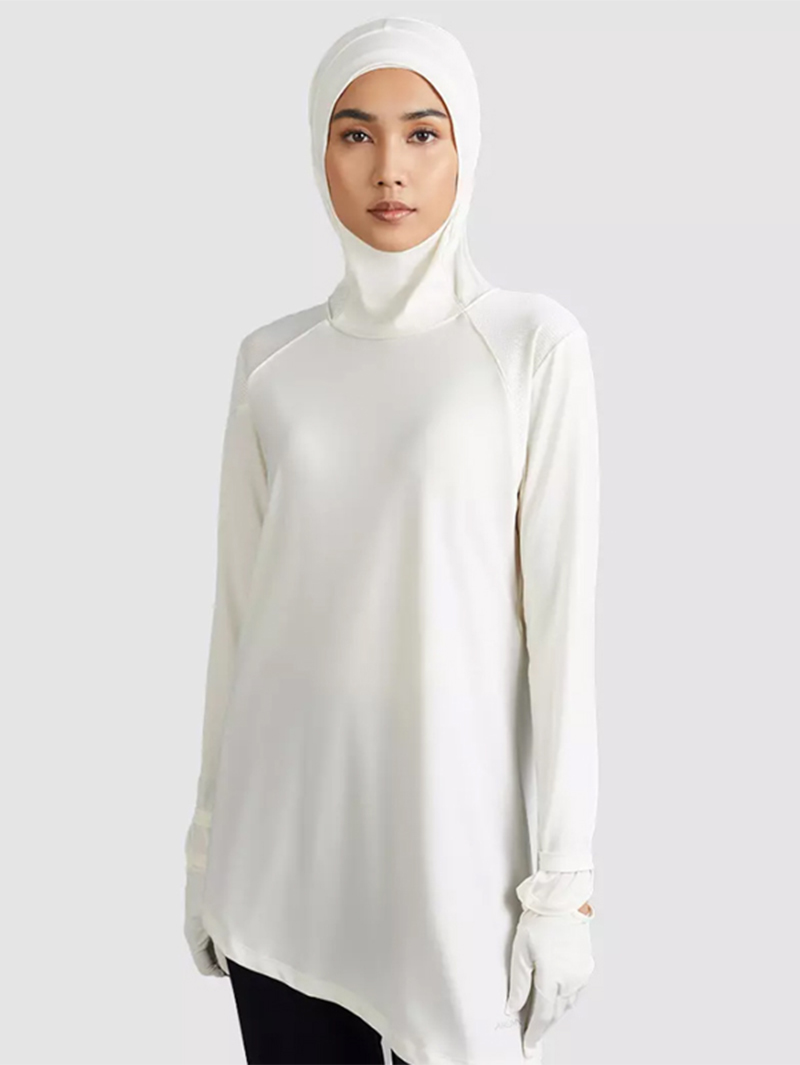 Modesty HIJAB-bodysuit met lange mouwen en handschoen Actieve kleding voor dames (1)idk