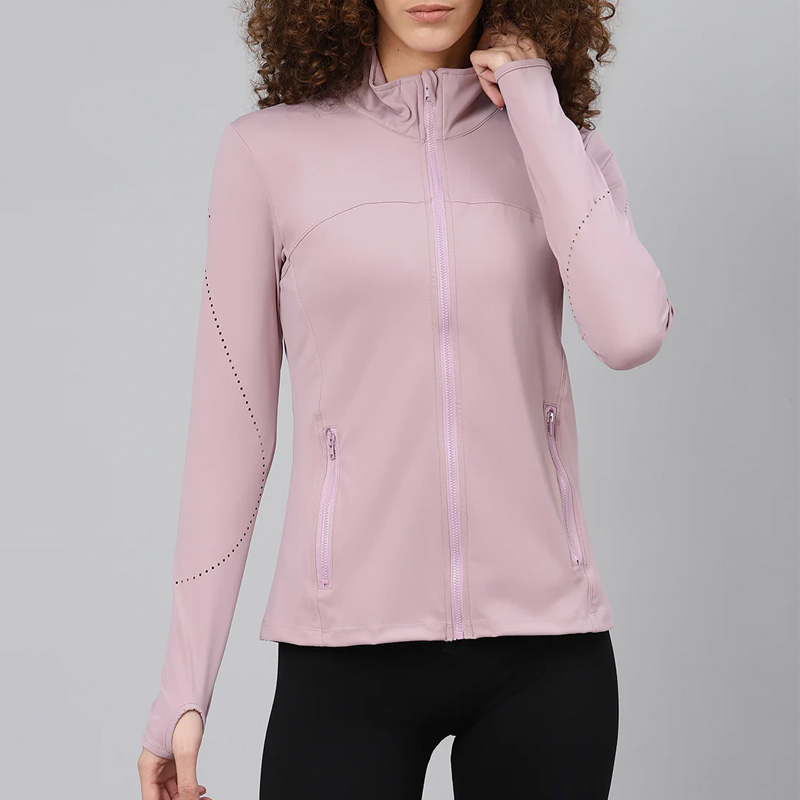 Veste active mauve unie ouverte sur le devant pour femmes