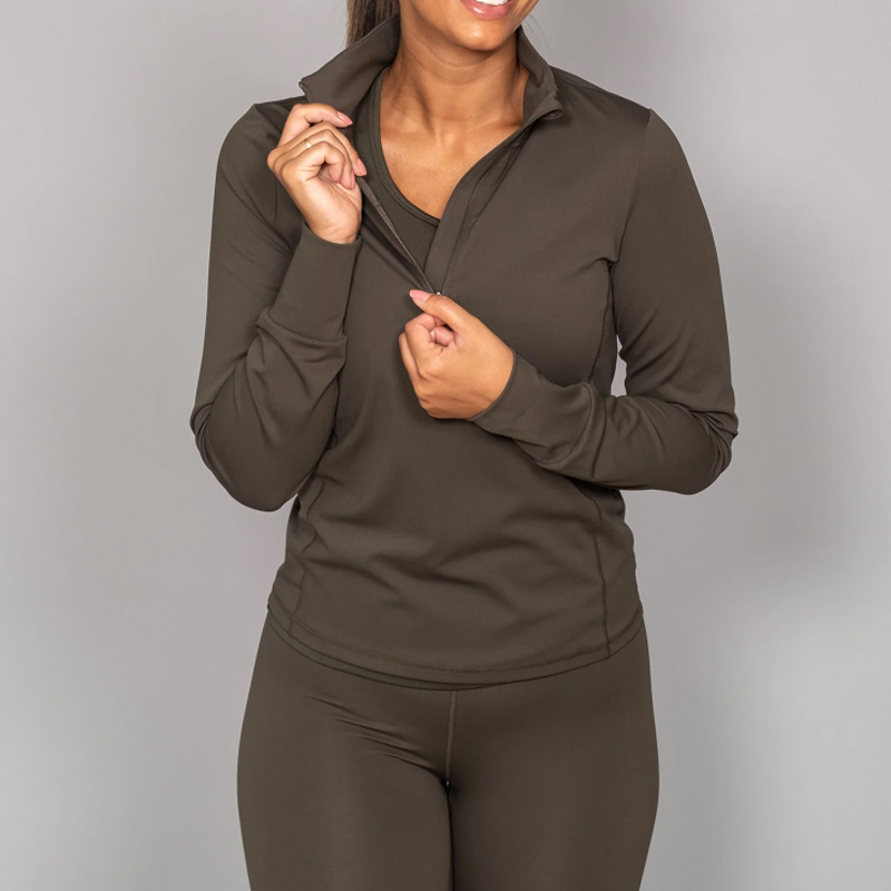 Pull stretch demi-zippé pour femme