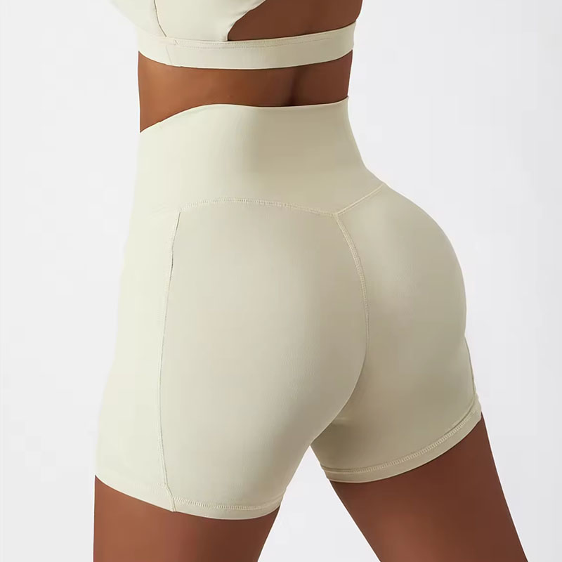 Women Sport Shorts Side Pocket Shorts High Waist Yoga Shorts