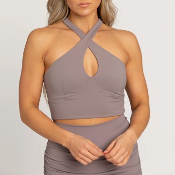 Crossover women's Sports Bra with removable pads