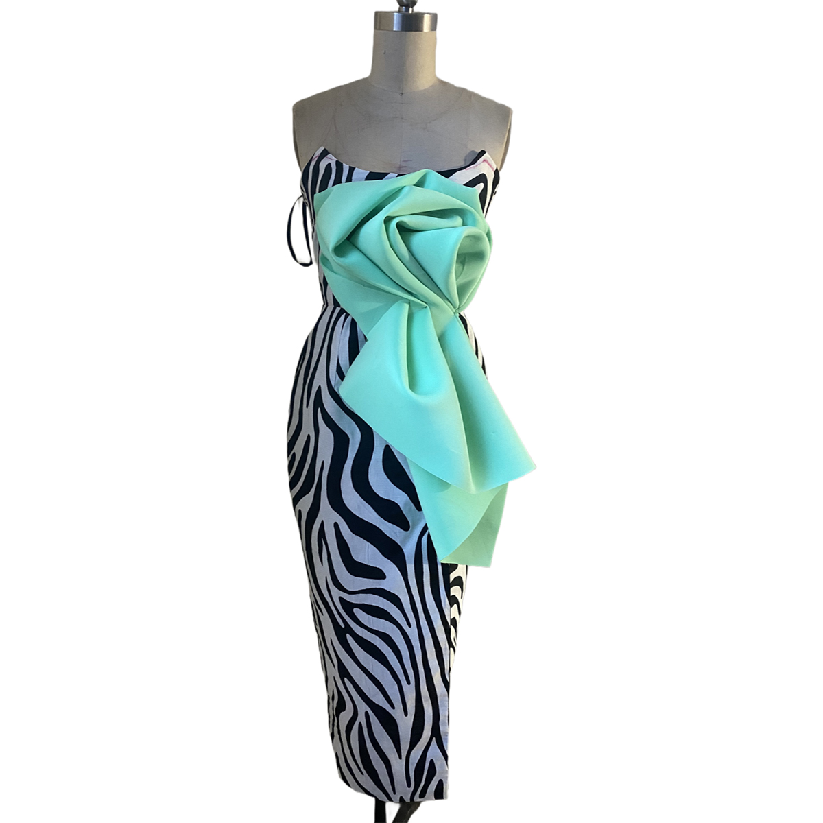 Sur Dramatic Zebra Print Midi Dress