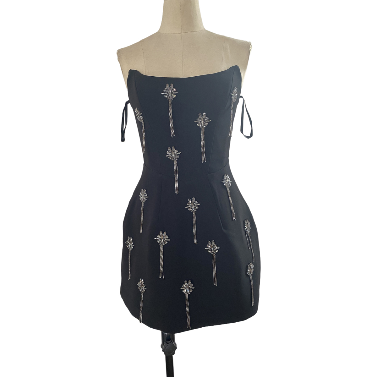 Customizable Strapless Corset Mini Dress with Beaded Diamond Chains - China Suppliers Factory Design