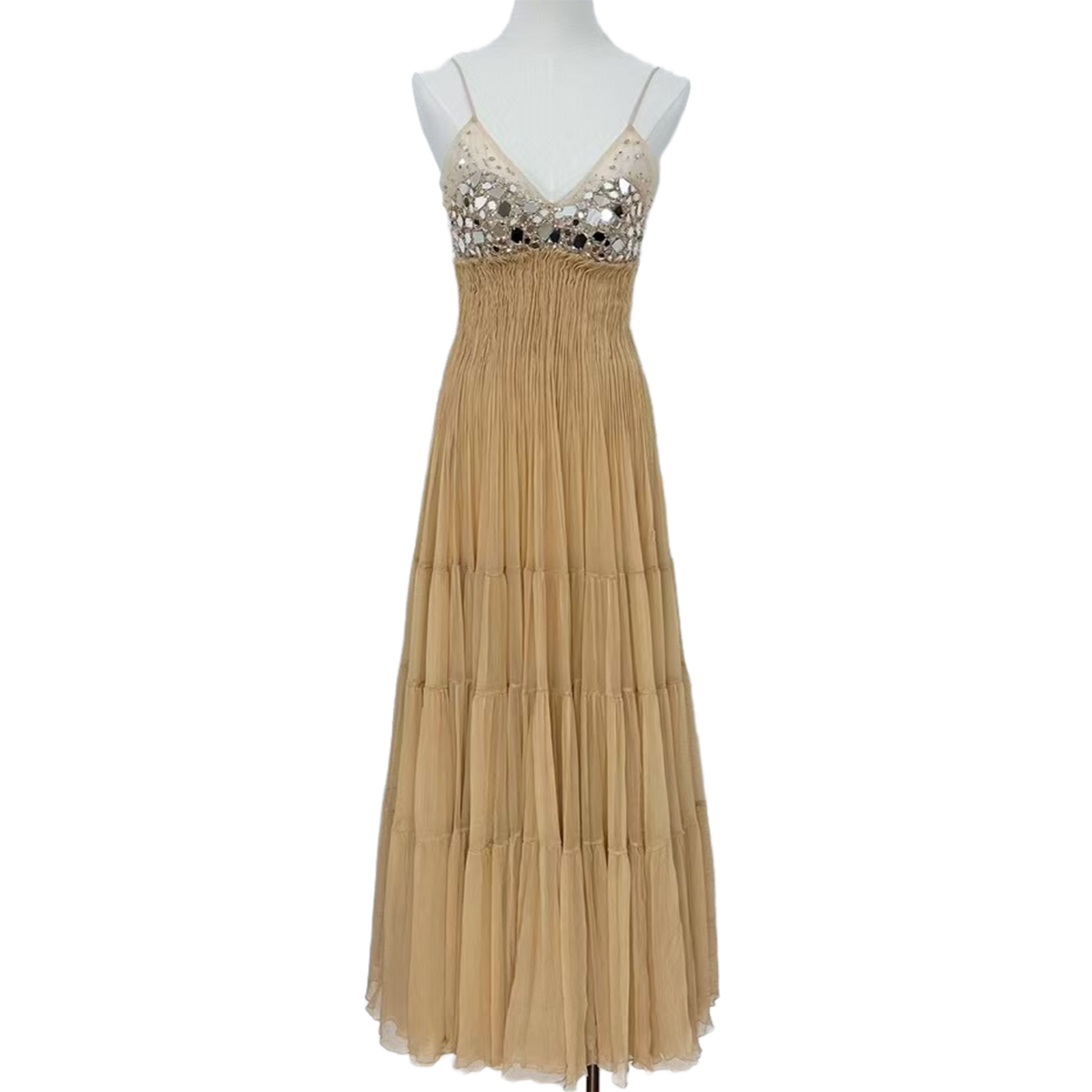 Luxury Silk Maxi Dress with Embroidered Tulle Bodice | Red Carpet & Resort Wear | OEM/ODM