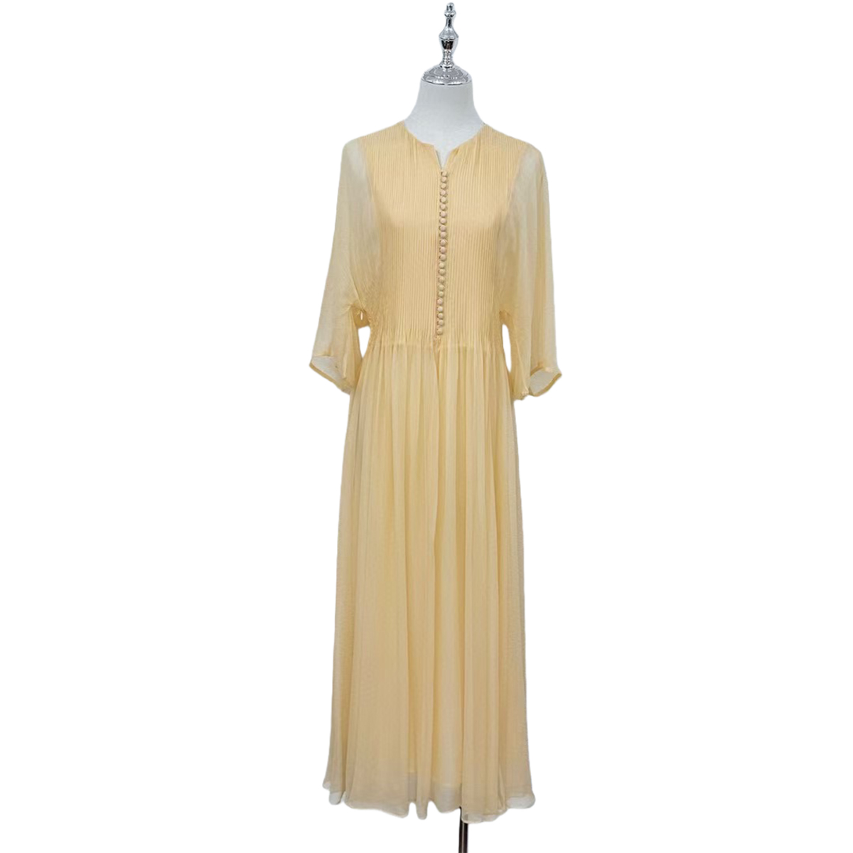 Ethereal Silk Chiffon Maxi Dress with Smocked Detailing | China Suppliers & Factory | Resort & Wedding Guest Dress