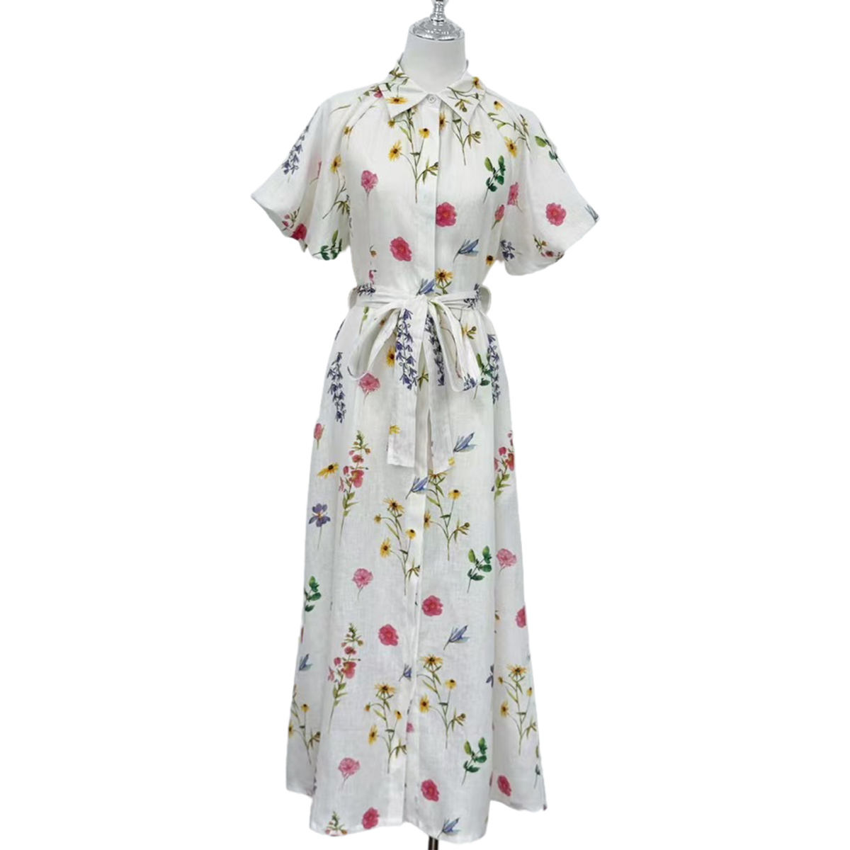 Botanical Print Linen Shirt Dress | Resort & Garden Party Essential | OEM/ODM​