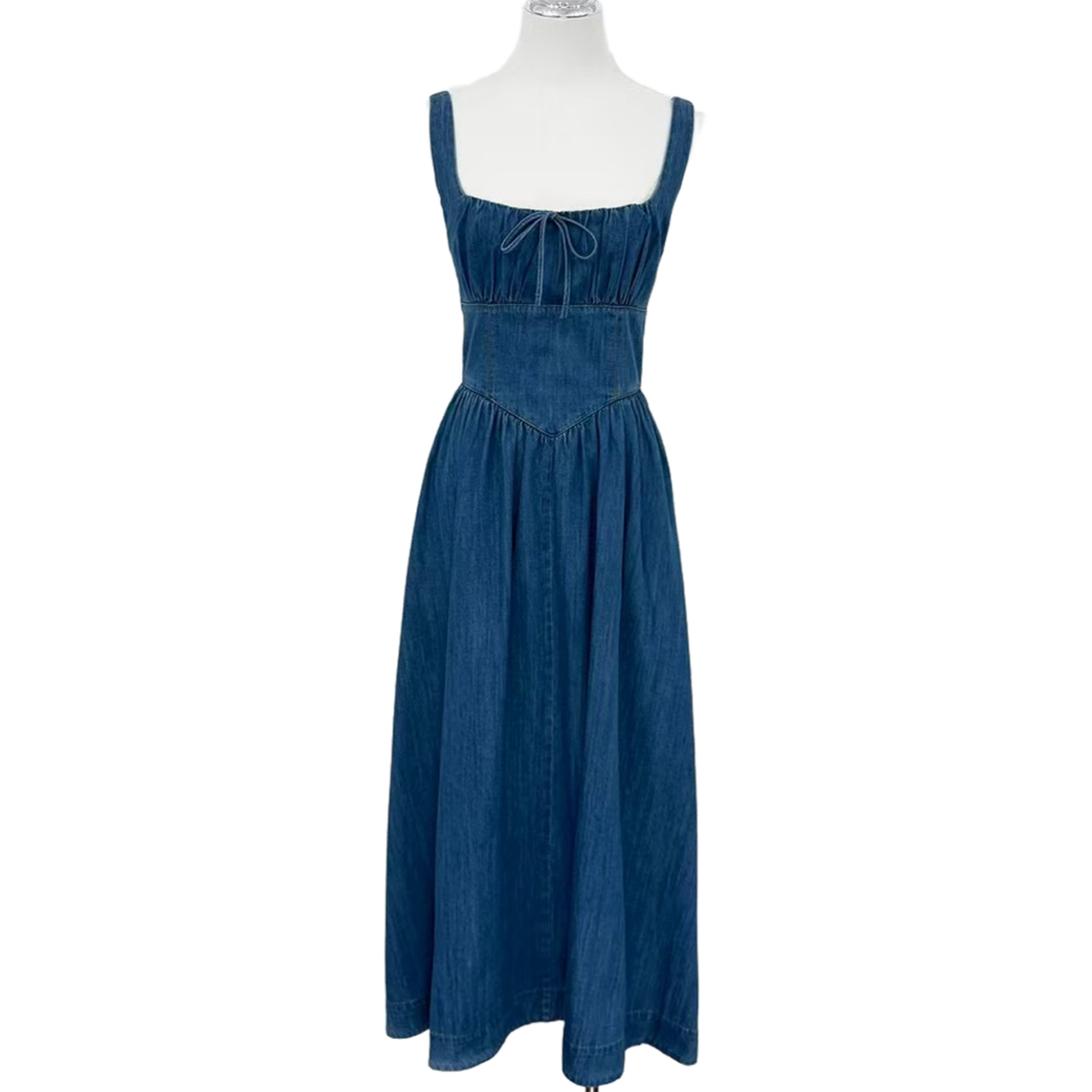 Oman Vintage-Inspired Denim Midi Dress