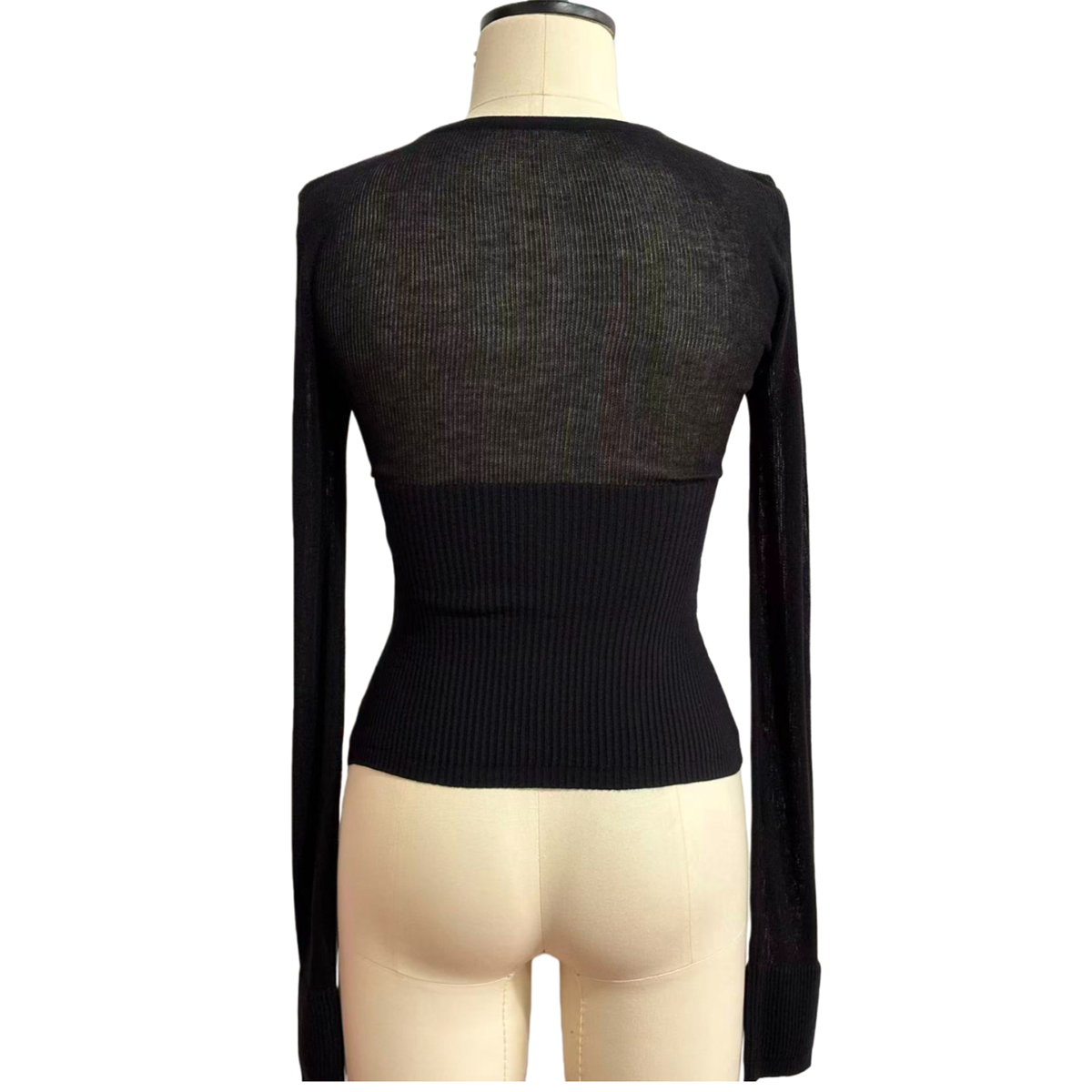 Classic Black Knit Sweater Versatile Long Sleeve Top OEMODM (2).jpg