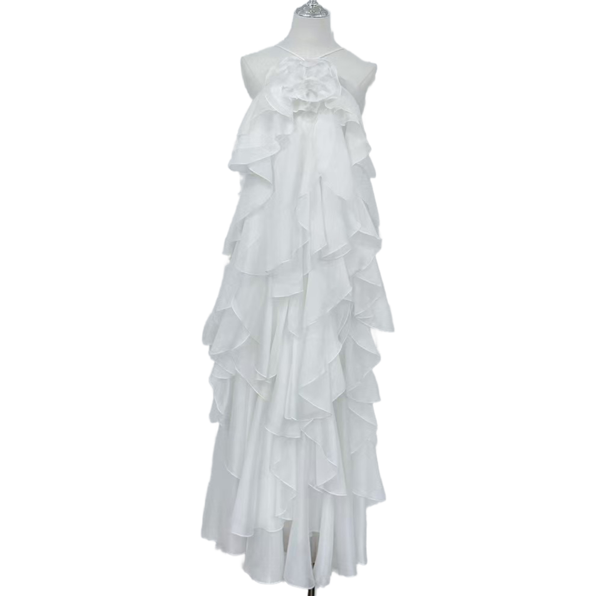 Ethereal White Chiffon Halter Dress with Ruffles - Wedding Guest Dress from China Suppliers & Factory