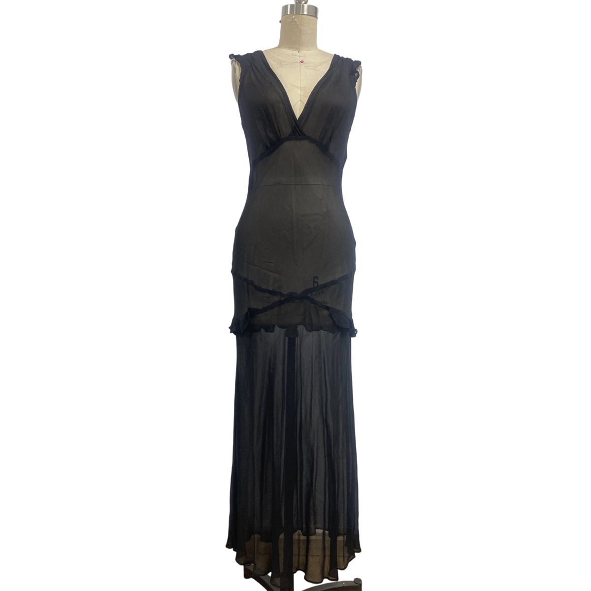 Eco-Chic Black Chiffon Vintage Maternity Dress
