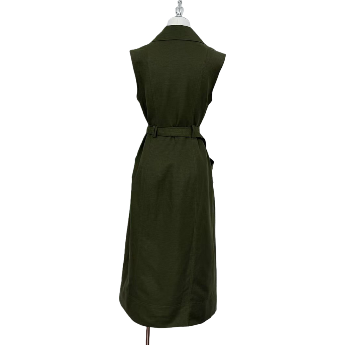 Eco-Chic-Khaki-Green-Shirred-Midi-Dress-2.jpg