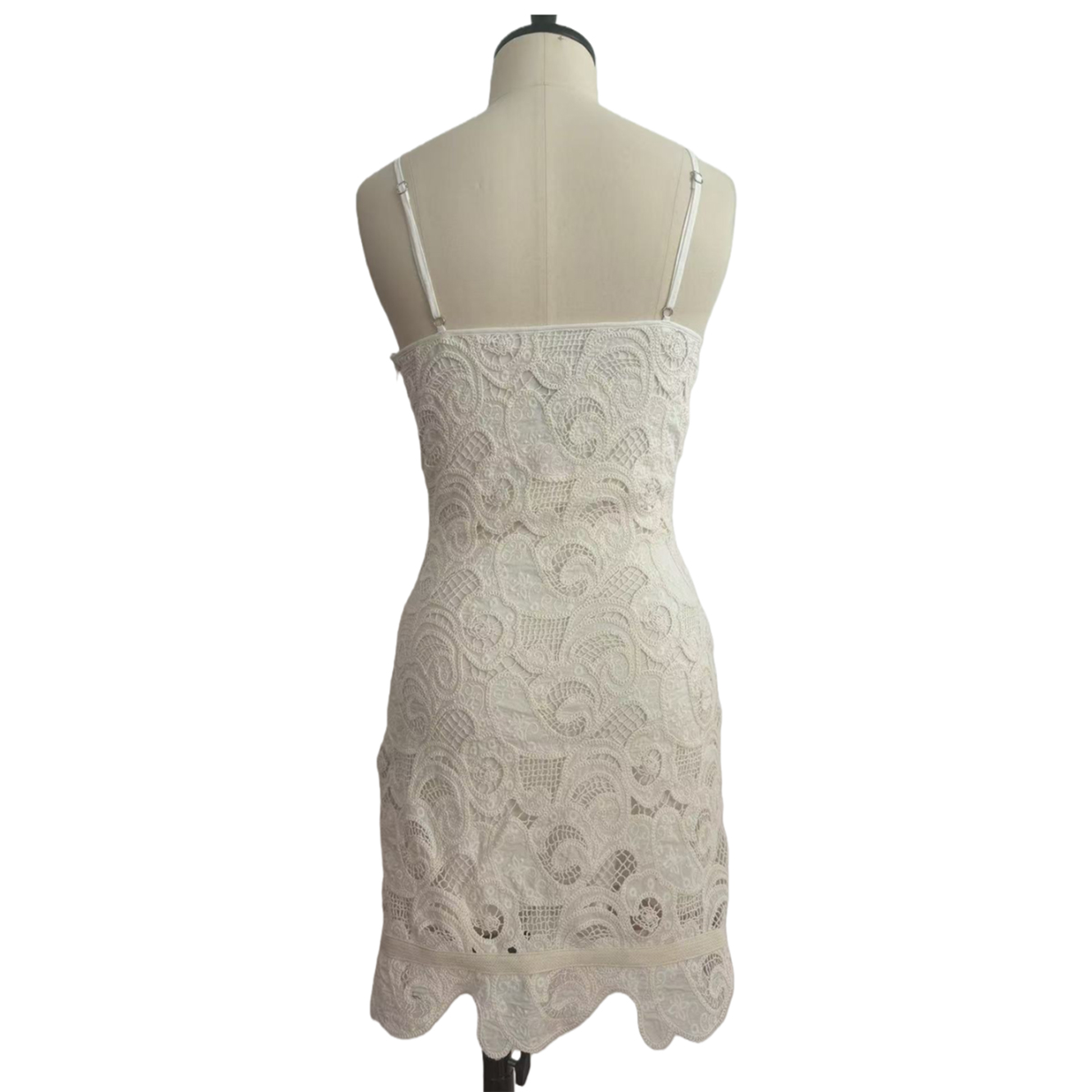 Elegant White Lace Mini Dress Adjustable Summer Dress OEMODM (2).jpg