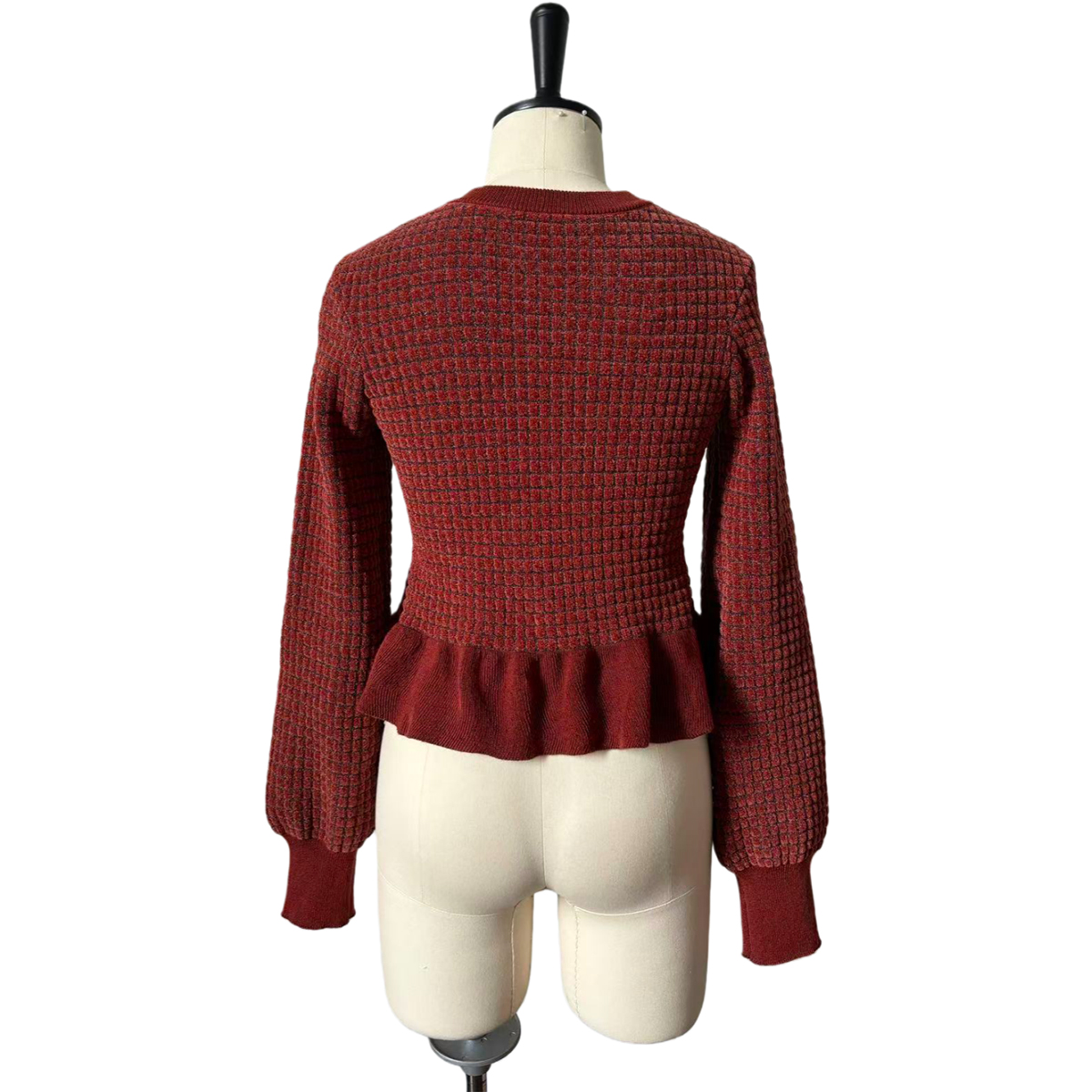 Ethereal Red Knit Cardigan with Handmade Floral Detailing Versatile Cover-Up Essential OEMODM (2).jpg