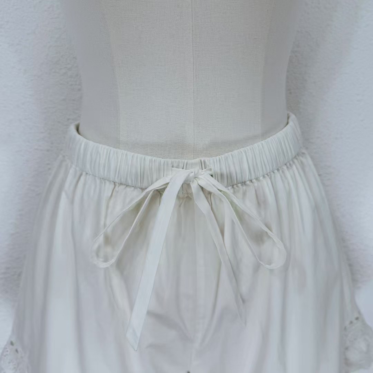 Ethereal White Organic Cotton Shorts with Lace Trim Sustainable Resort Wear OEMODM (3).jpg