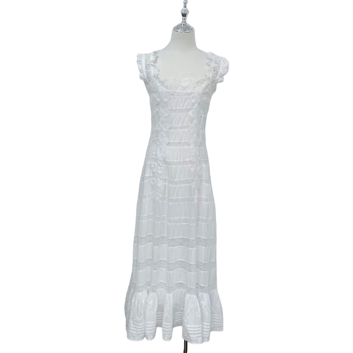 Ethereal White Organic Cotton Midi Dress | Bohemian Wedding Guest Wear | China Suppliers & Factory