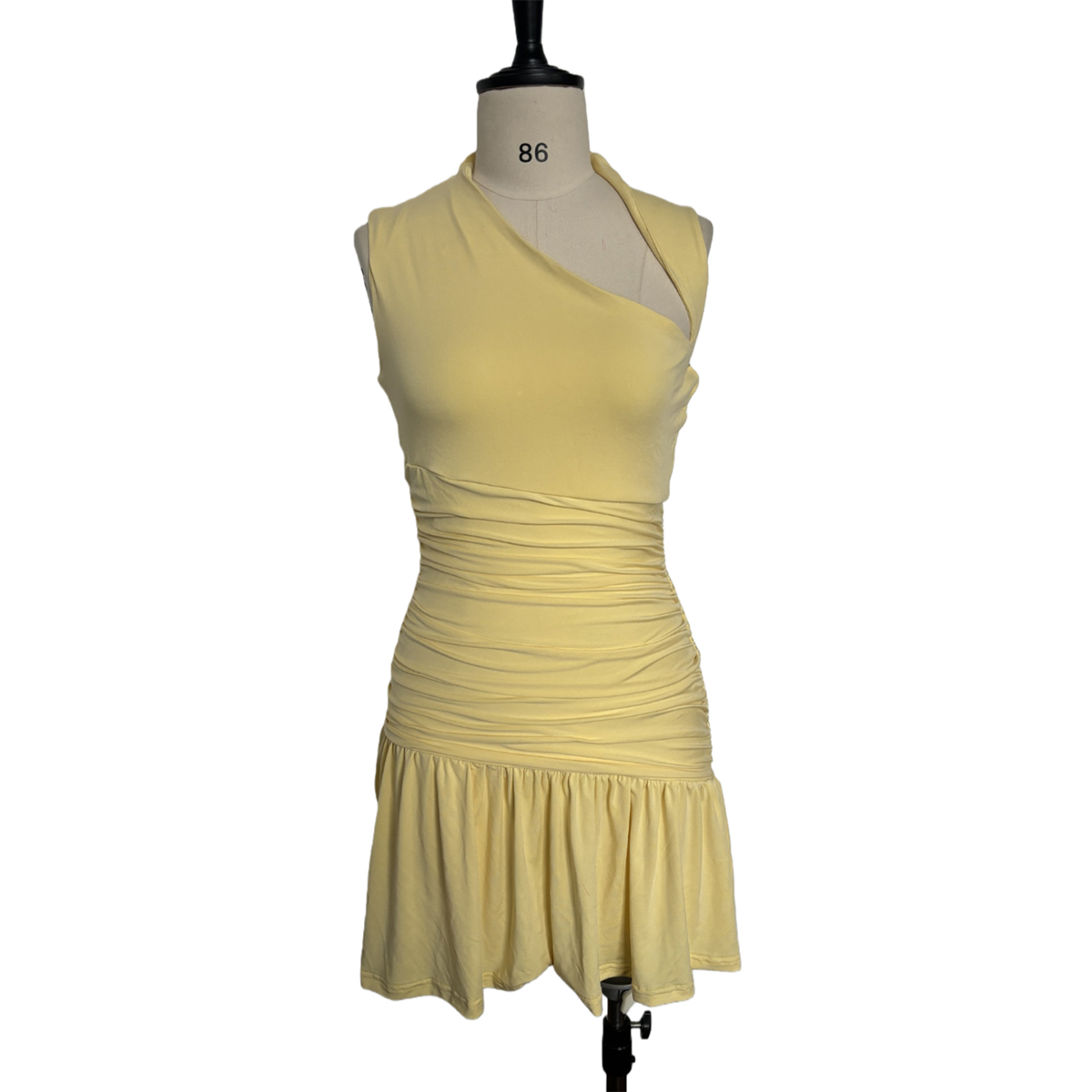 Sunshine Yellow Knit Dress with Asymmetric Design | Resort Wear & Wedding Gue...