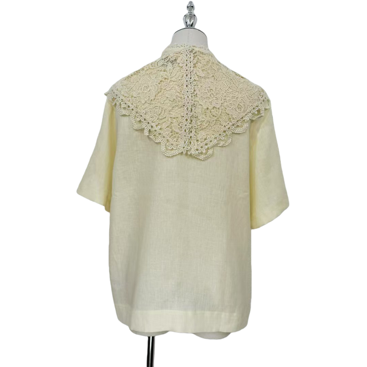 Bohemian Linen Top with Detachable Crochet Collar Resort & Wedding Guest Wear OEMODM (2).jpg