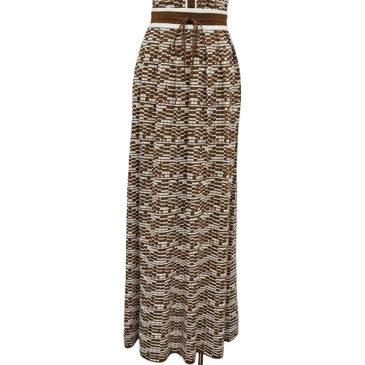 Elegant Metallic Knit Set with Gingham Pattern | Two-Piece Coordinated Outfit | OEM/ODM​