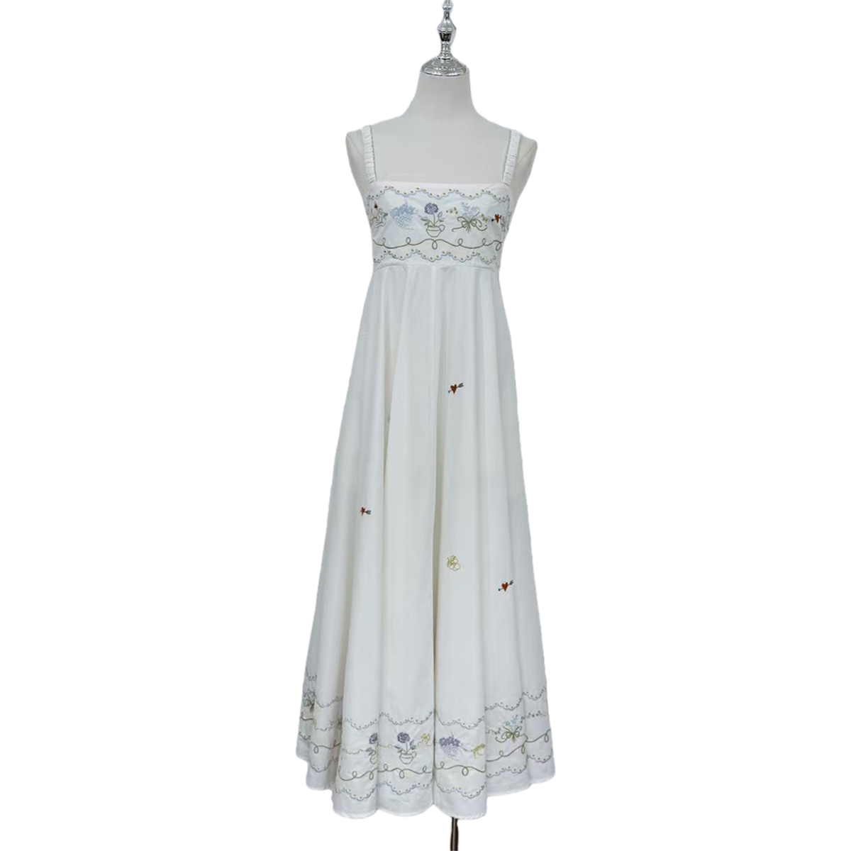 Ethereal Cotton Midi Dress with Delicate Embroidery | Garden Party & Resort Wear Essential | OEM/ODM
