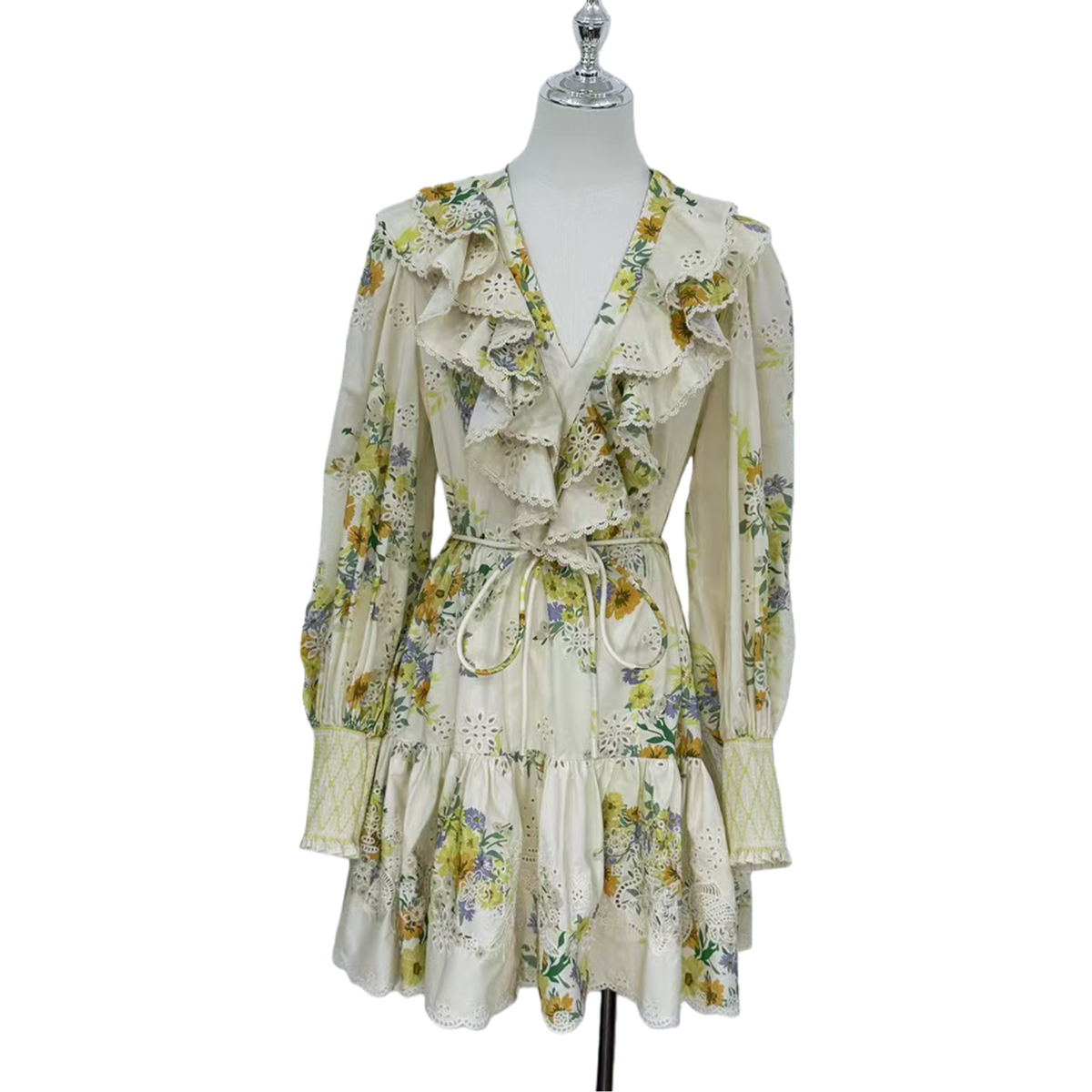 Ethereal Floral Mini Dress with Smocked Details | China Suppliers & Factory for Garden Party & Resort Wear