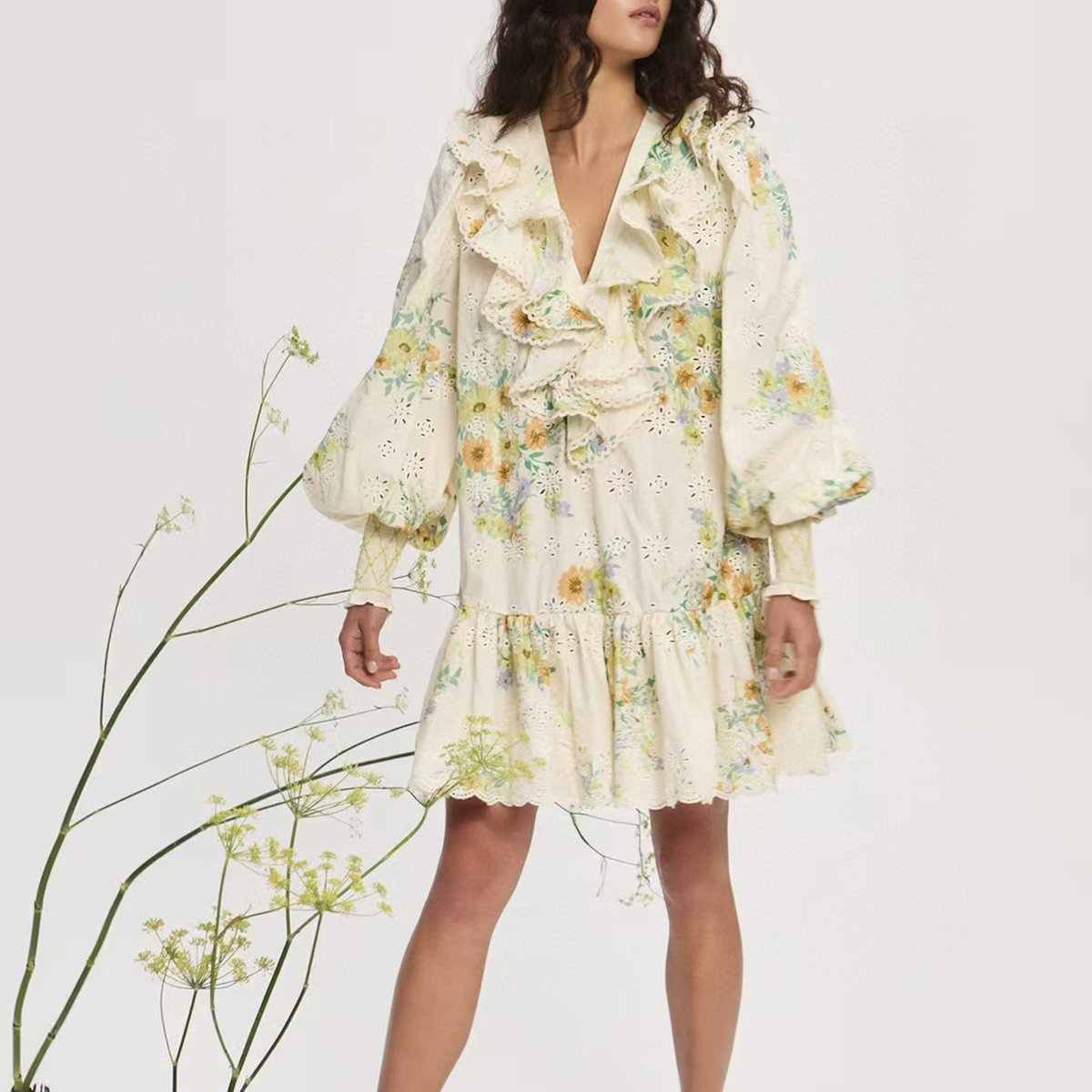 Ethereal Floral Mini Dress with Smocked Details Garden Party & Resort Wear OEMODM (8).jpg
