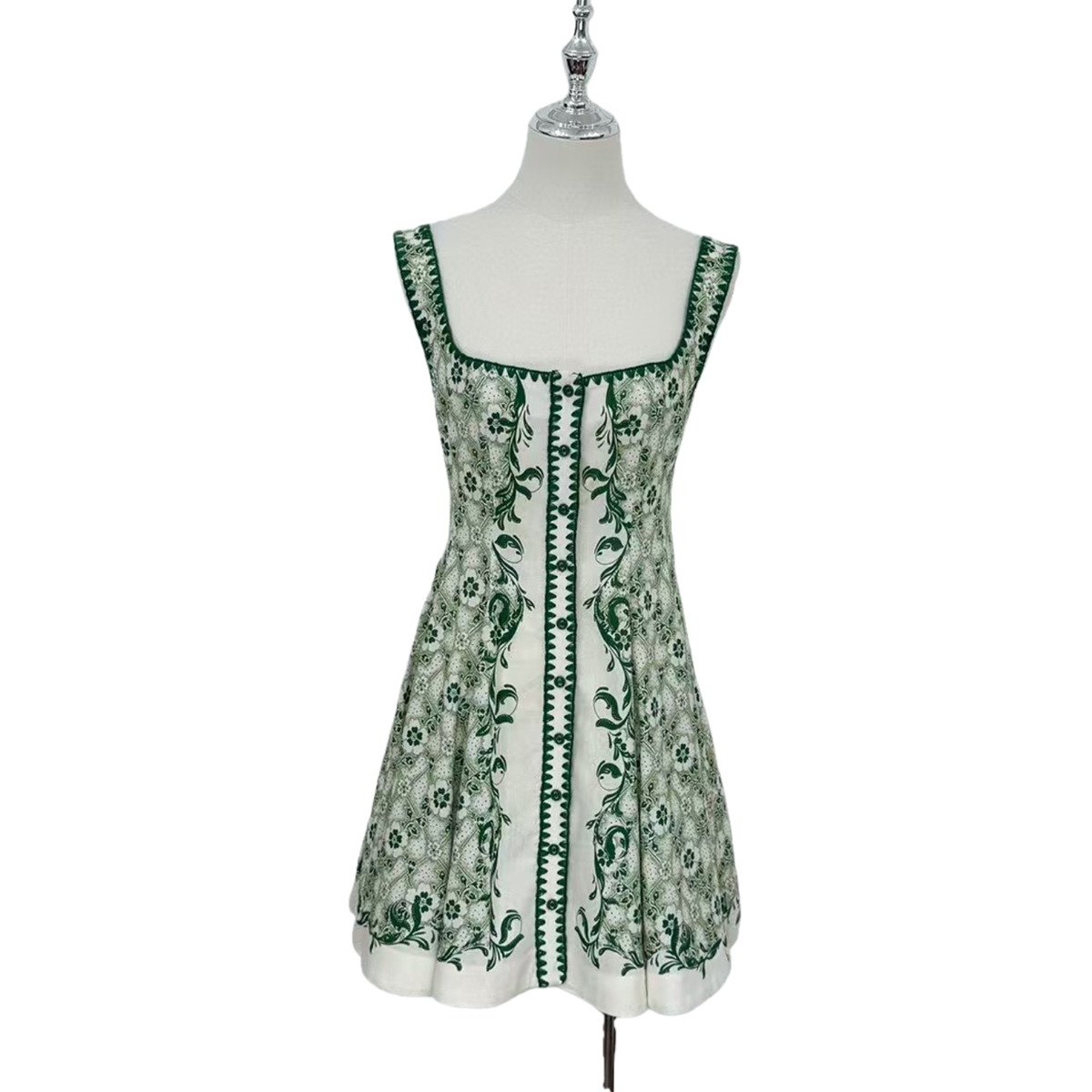 Ethereal Linen Mini Dress with Floral Embroidery | Garden Party & Resort Wear...