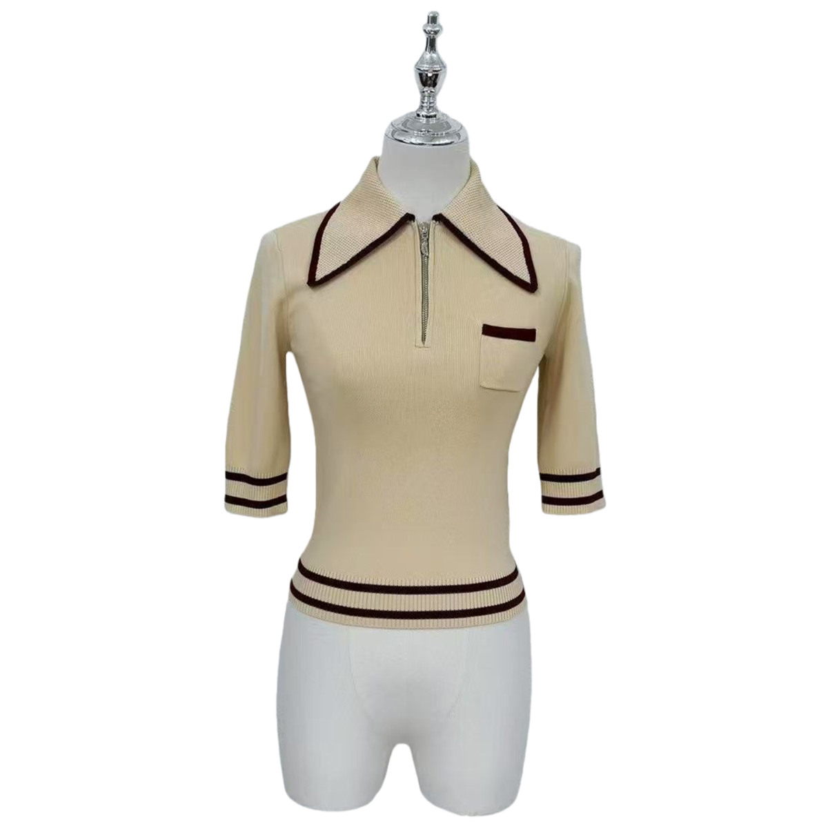 Sophisticated Knit Polo Shirt with Contrast Trim | Resort & Casual Wear Essential | OEM/ODM