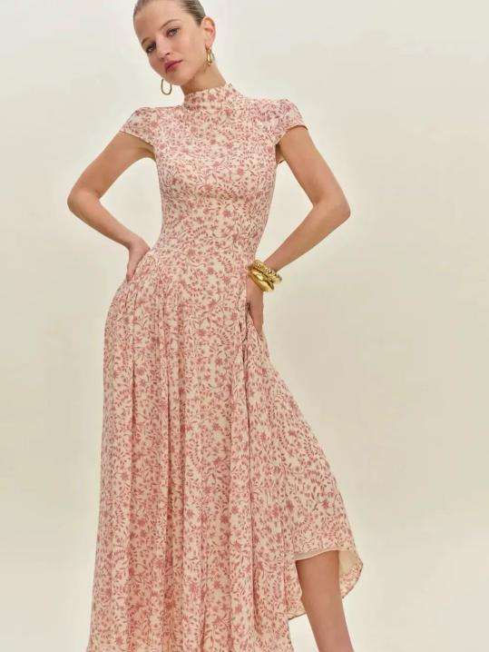 Elegant-Floral-Midi-Dress-with-Asymmetrical-Hem--Bodycon-&-Going-Out-Dress--OEMODM-5
