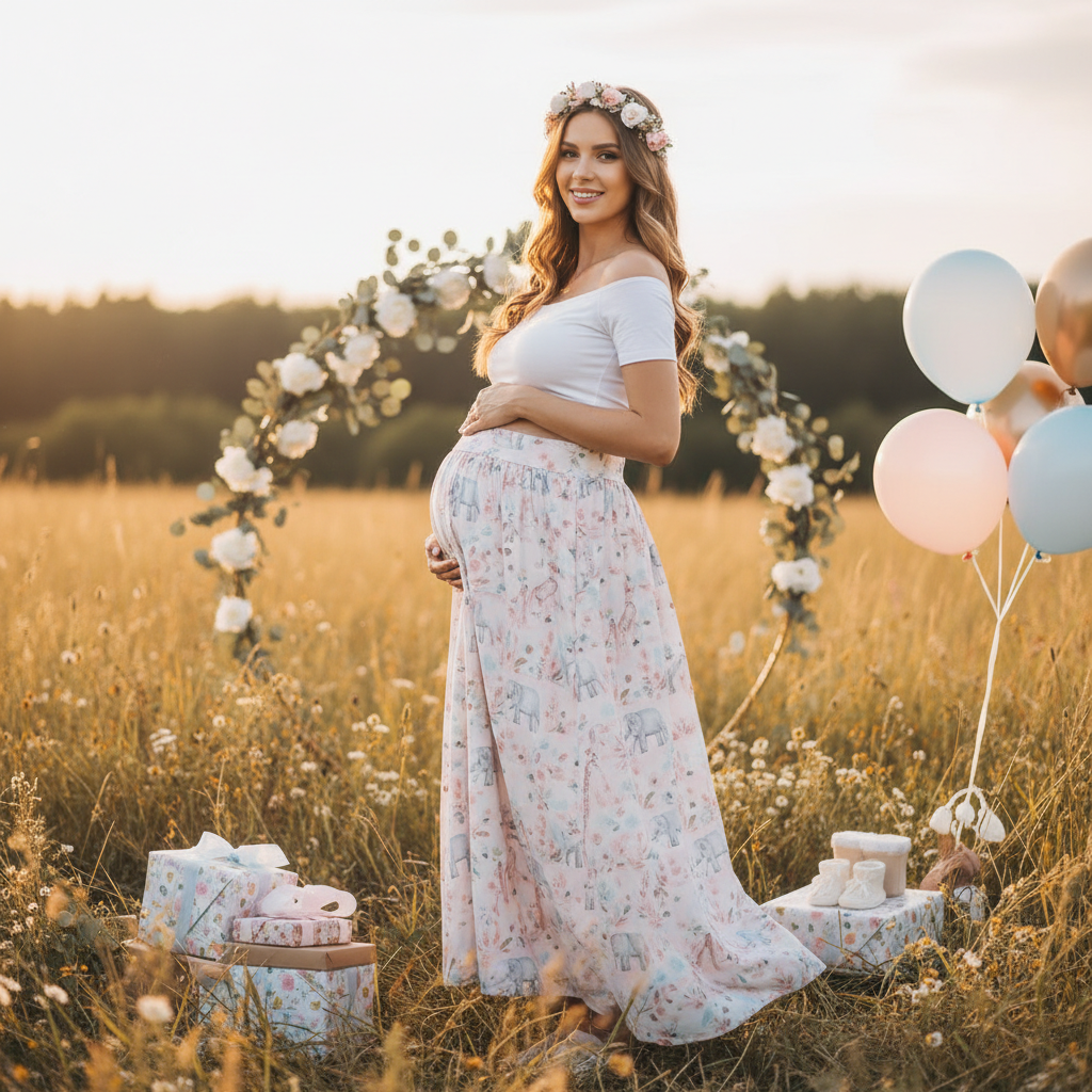 Print Skirt For Maternity Photoshoots And Baby Showers