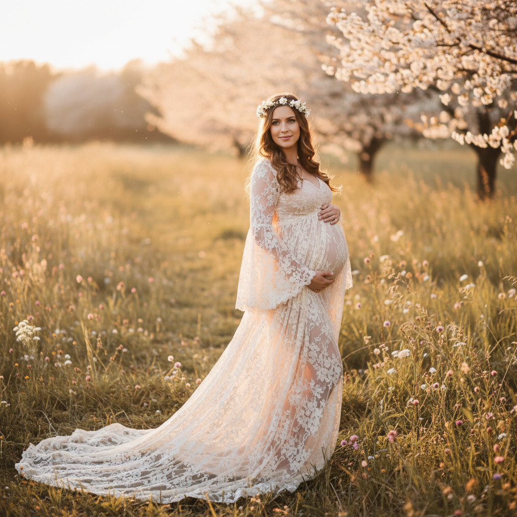 Lace Dress For Maternity Photoshoots And Baby Showers