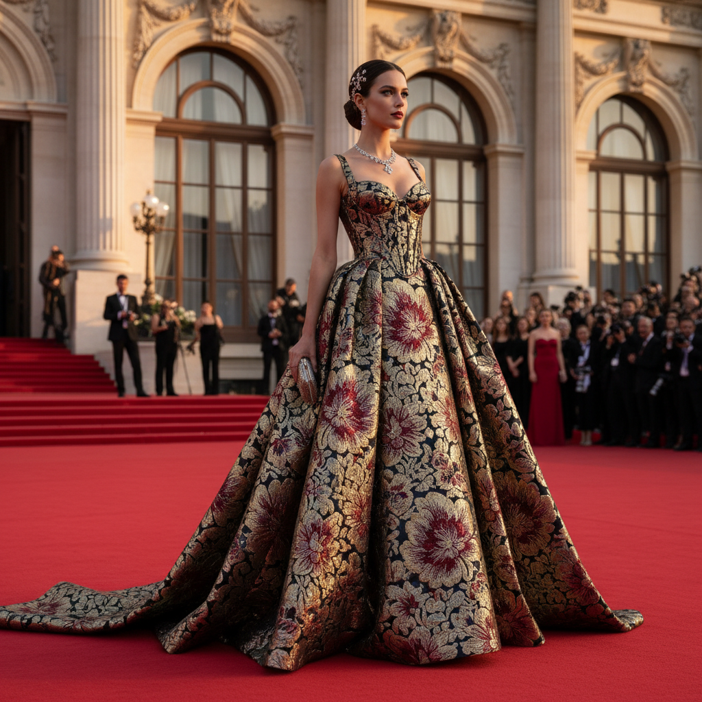 Jacquard Dress For Red Carpet Events And Gala Dinners