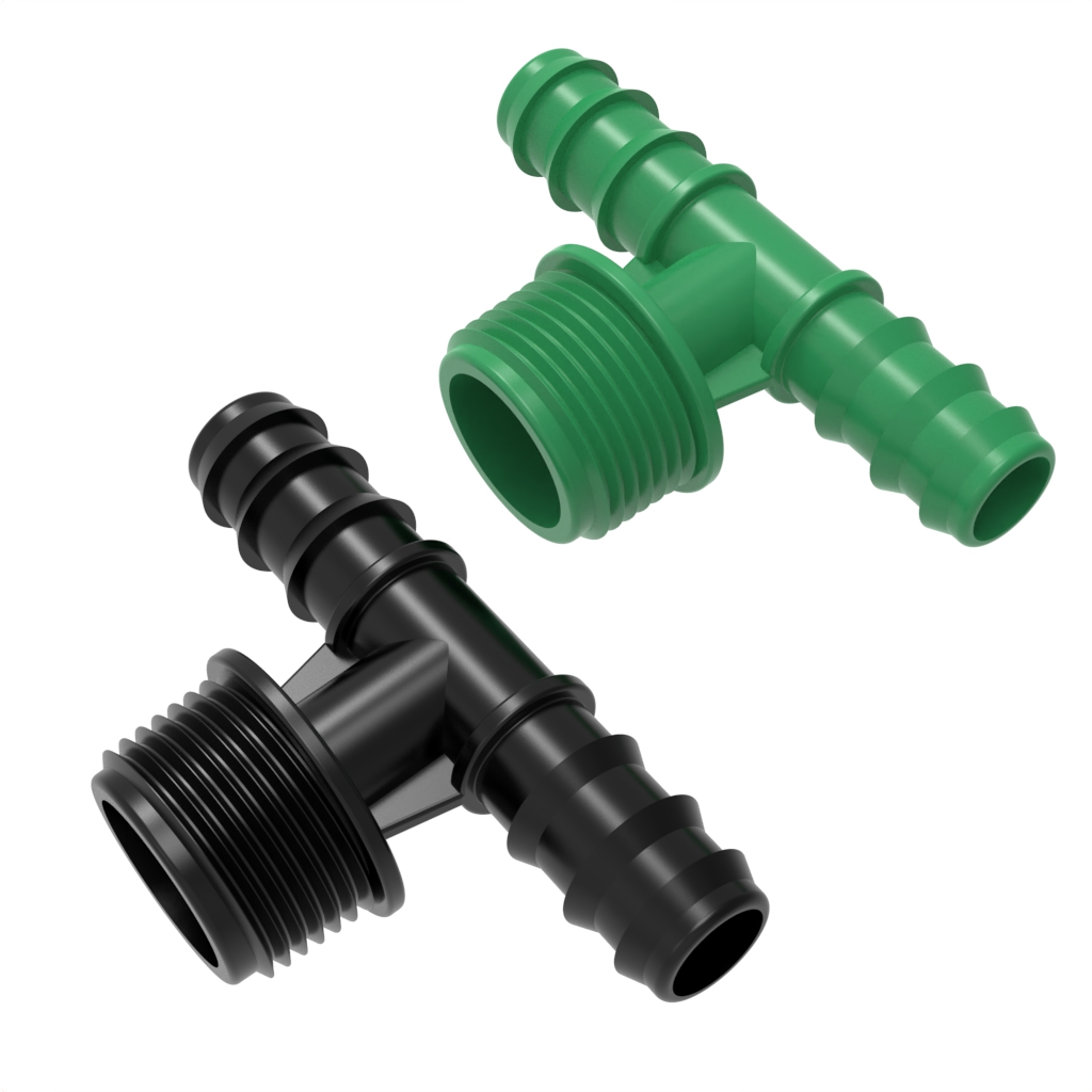 Threaded tee adapter barbed (PP/ABS)