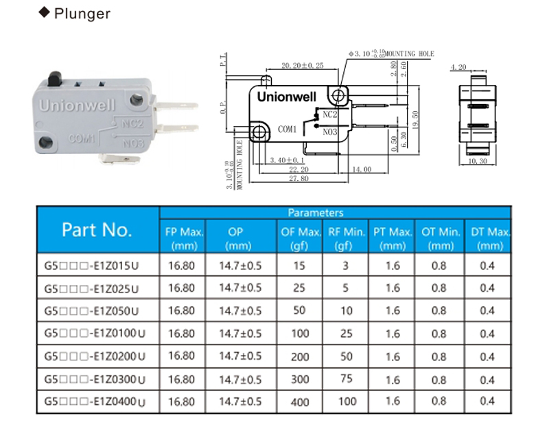 G5 plunger micro switch