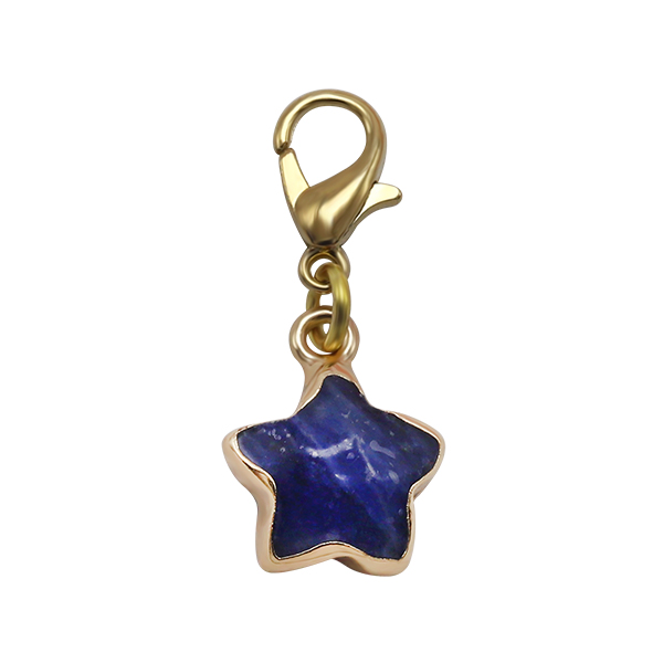 Star-Shaped Semi-Precious Gemstone Charms with Copper-Plated Real Gold Backing for Pet Collars