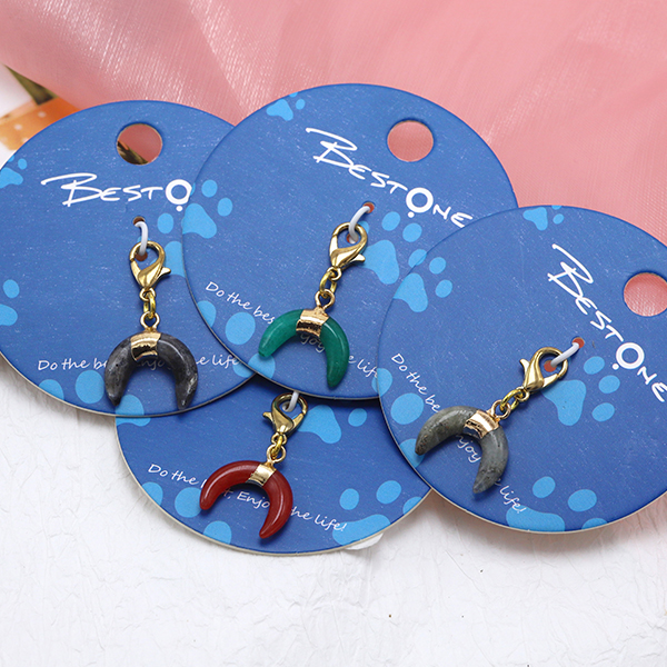 Crescent Moon Semi-Precious Gemstone Charms for Pet Collars