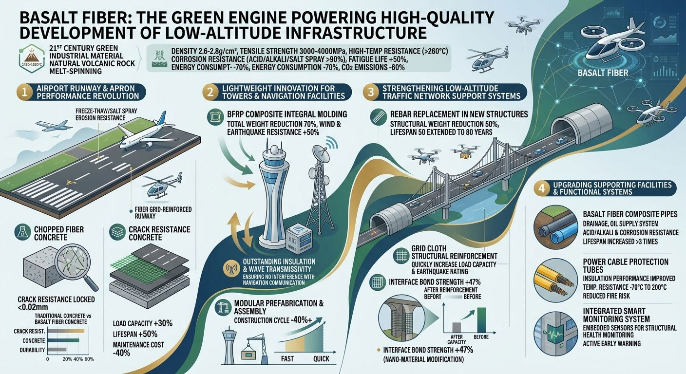 Bidding Farewell to Steel and Concrete? Basalt Fiber Is Sparking a "Materials Revolution" in Low-Altitude Infrastructure.