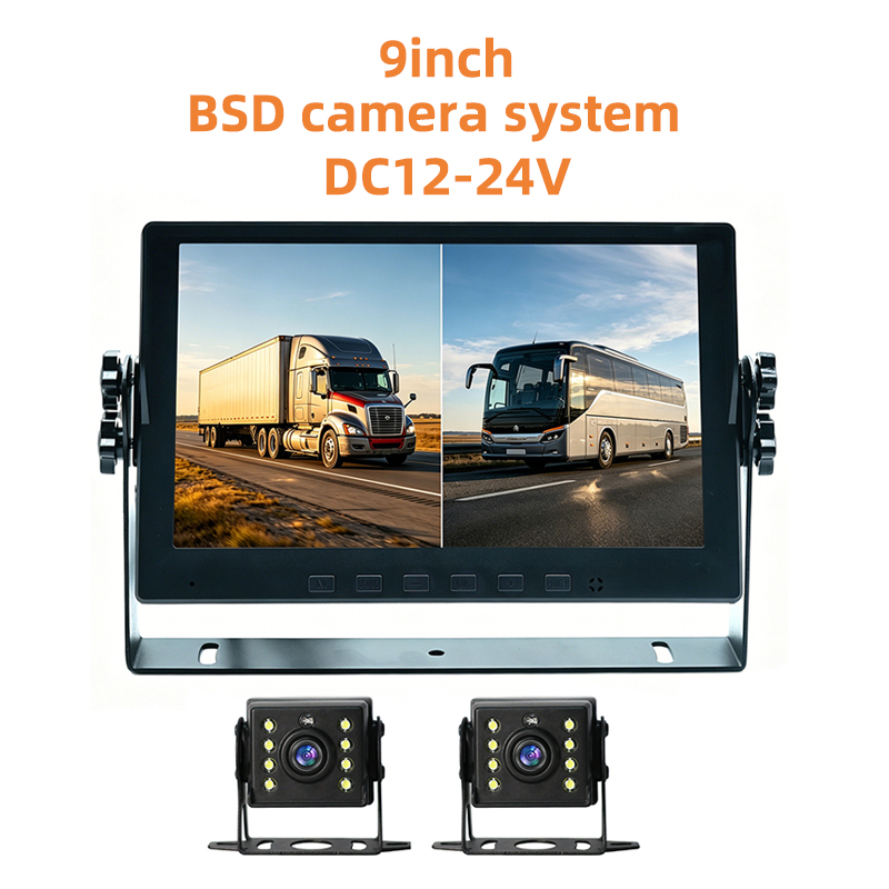 ZY-K903B 9-Zoll-Fahrzeug-BSD-Kamerasystem mit zwei wasserdichten Kameras, Totwinkel-Erkennungsmonitor und Videoaufzeichnung für Lkw und Busse