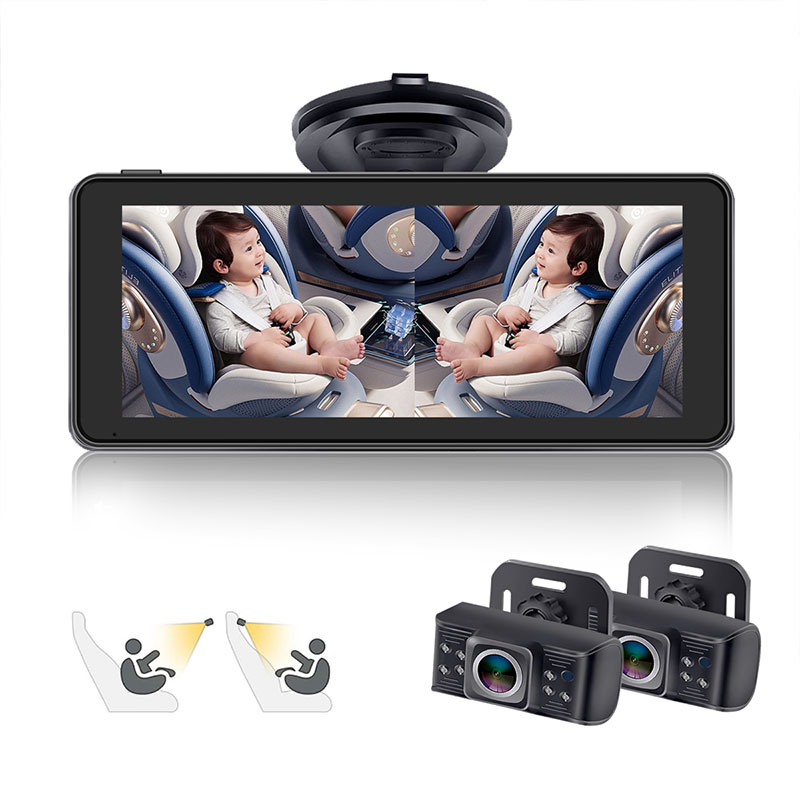 MB526 Videocamera per bambini a doppio canale con display a schermo diviso da 6,86 pollici IR Night Vision 720P in auto