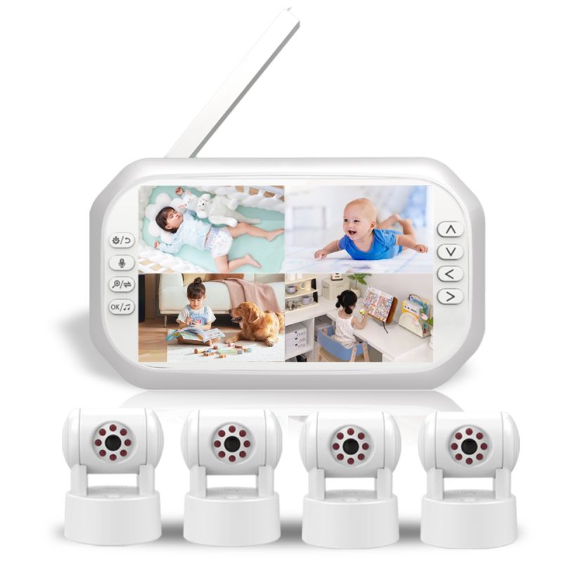 MB528 5 นิ้ว Baby Monitor การตรวจสอบอัจฉริยะหน้าจอ Quad แยก