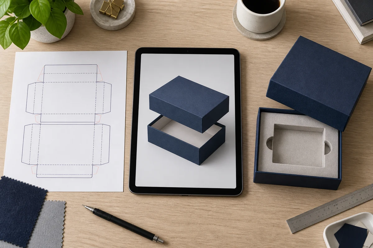 Prévisualisez vos boîtes de couvercle et de base avant l'échantillonnage physique.
