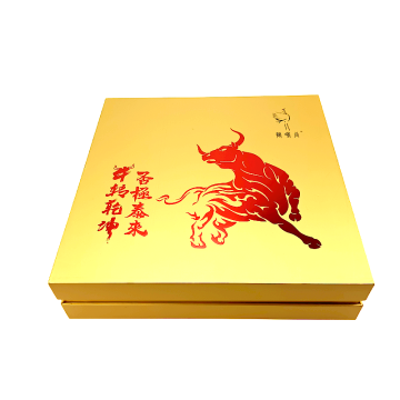 Premium Gold Gift Box - Red Foil Logo, Sponge Lined