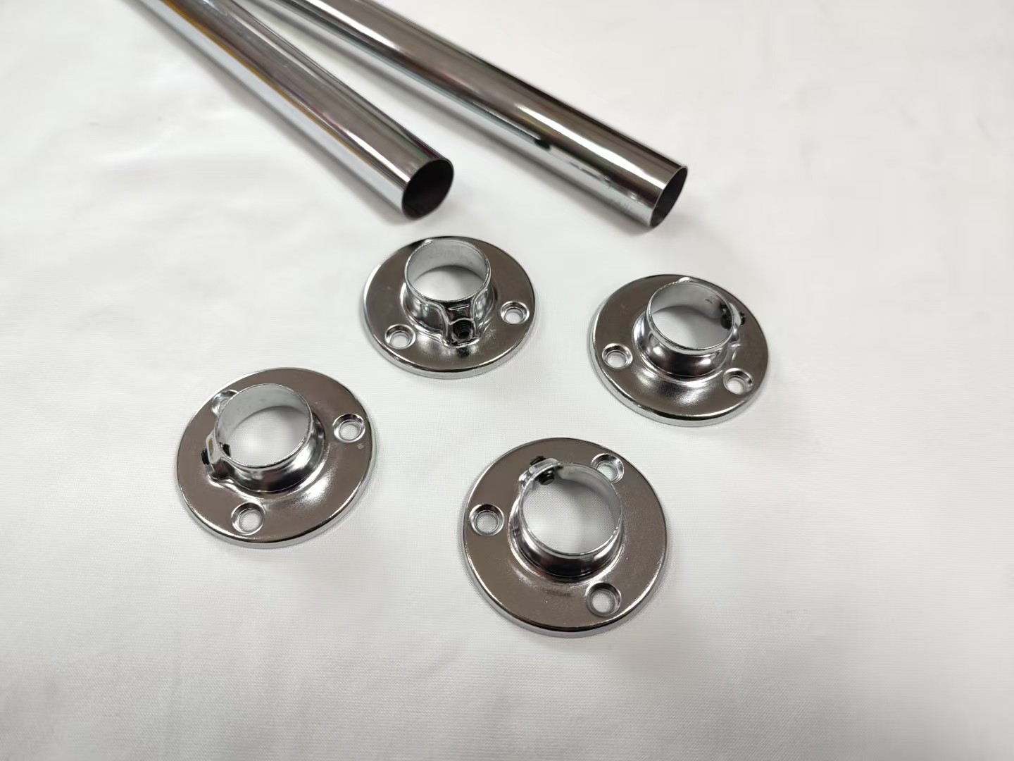 Heavy-Duty Closet Rod Bracket YT-2551 | 19mm Hole Spacing Wardrobe Rail Support | Bright Chrome Finish