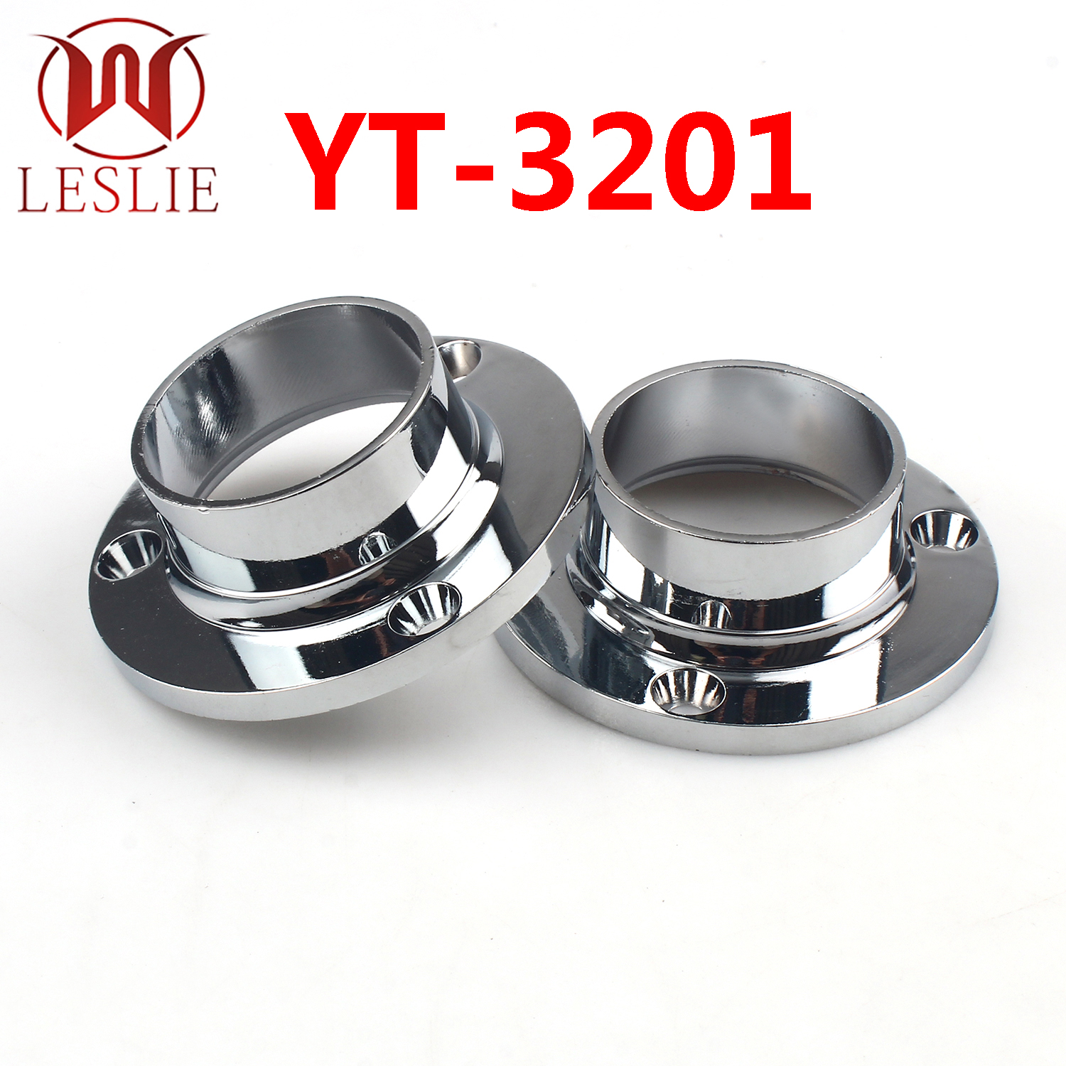 Heavy-Duty Closet Rod Bracket YT-3201 | Zinc Alloy Wardrobe Rail Support for 32mm Rods | Chrome Finish