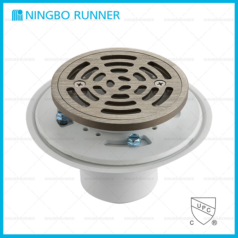 Low Profile Shower Drain for Tile Shower Bases with Round...