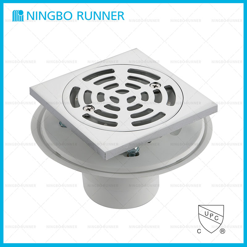 Low Profile Shower Drain for Tile Shower Bases with Round...