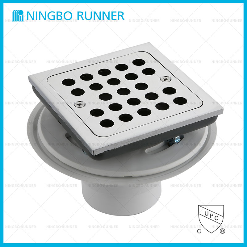 Low Profile Shower Drain for Tile Shower Bases with Squar...