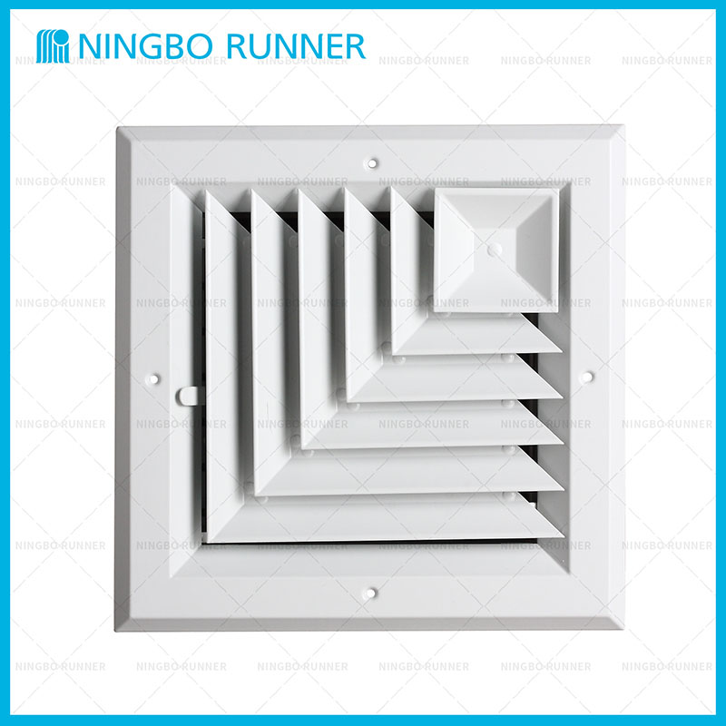Aluminum Square Ceiling Diffuser-2-Way-Corner-White