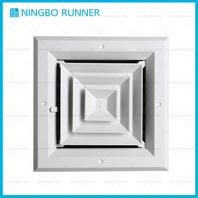 Aluminum Square Ceiling Diffuser-4-Way-White